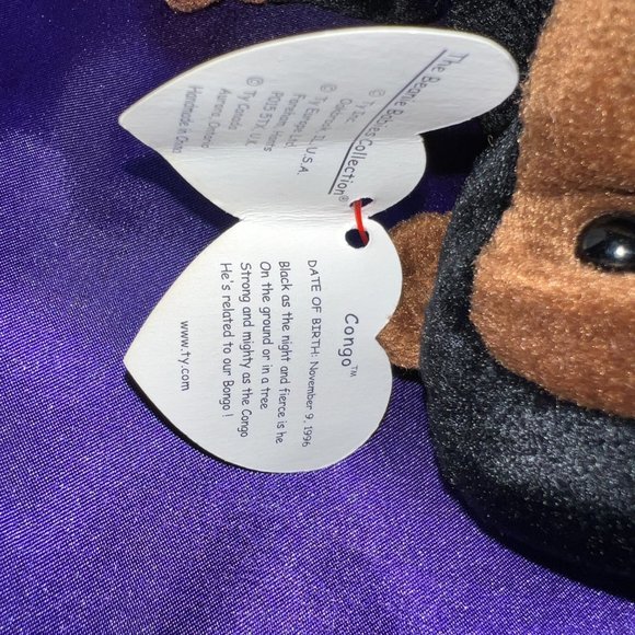 NWT & VTG📌 Ty Beanie Baby Canyon the Cougar 1998 & Congo the Gorilla 1996 - Picture 12 of 13